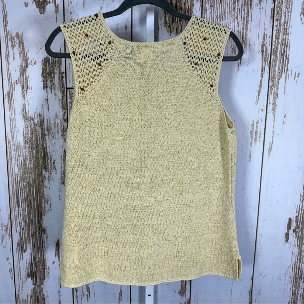 Worthington Tan Knit Tank Top with Beaded Crochet Details. Size XL. - Picture 5 of 5